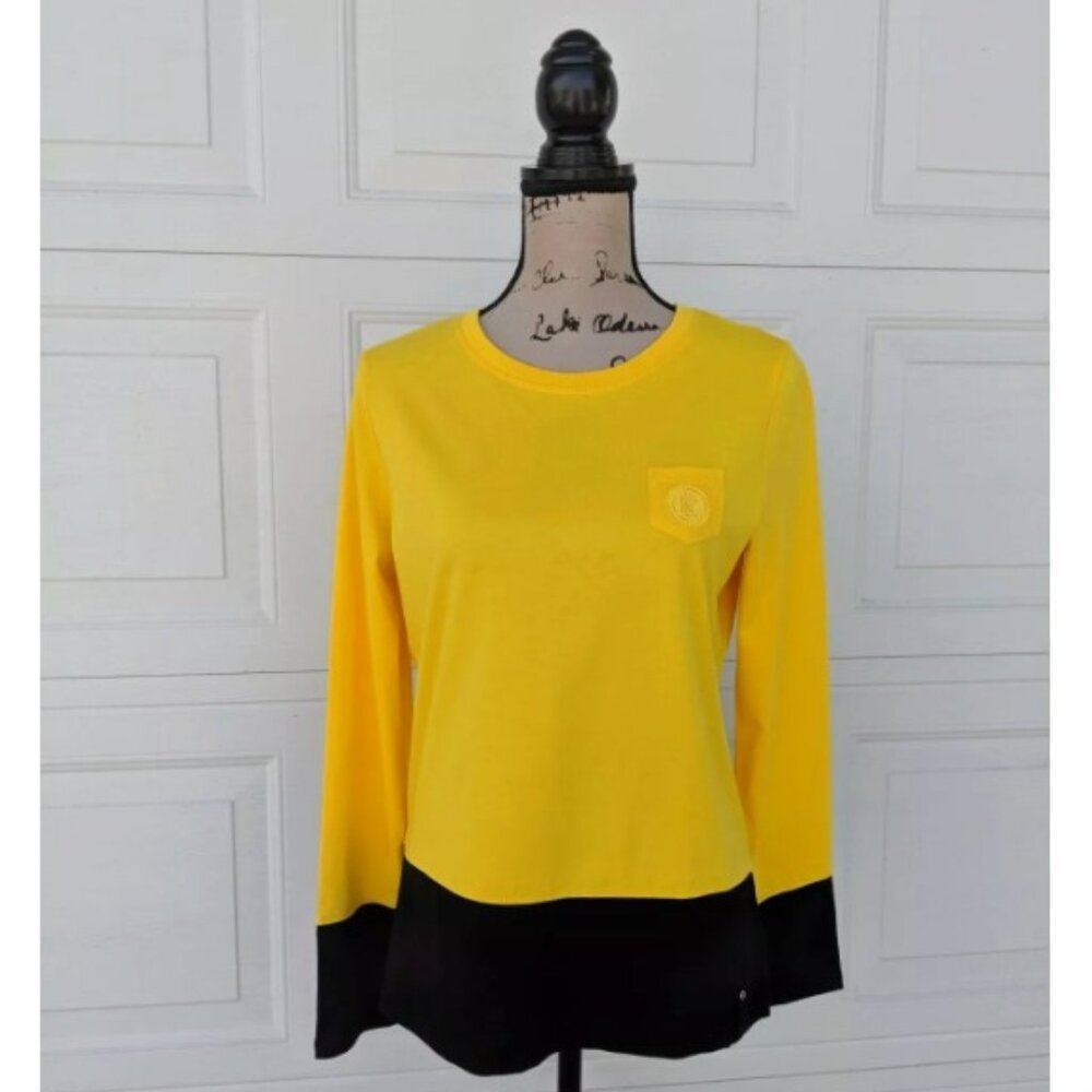 RALPH LAUREN ACTIVE Yellow/Black Athletic Long Sleeve Shirt